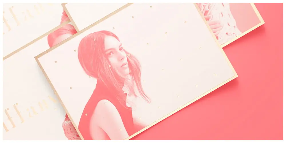 Cartes TiffanyH rose et doré avec portrait sérigraphié
