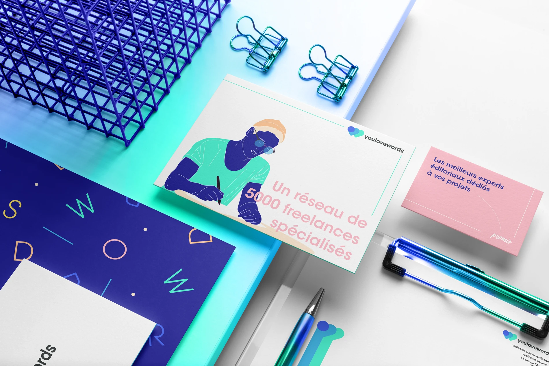 Cartes et affichettes YouLoveWords, réseau de 5000 freelances spécialisés