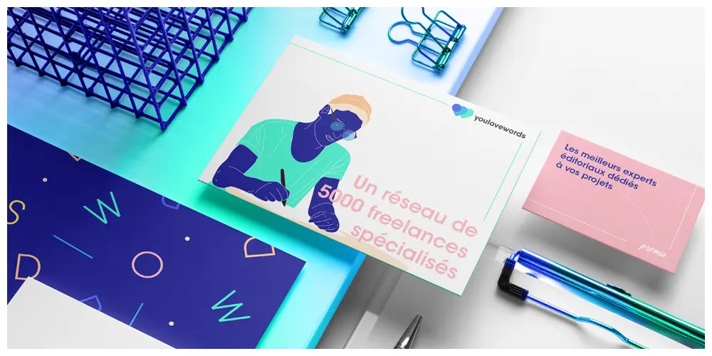 Cartes YouLoveWords, réseau de freelances, identité visuelle par HERMITS