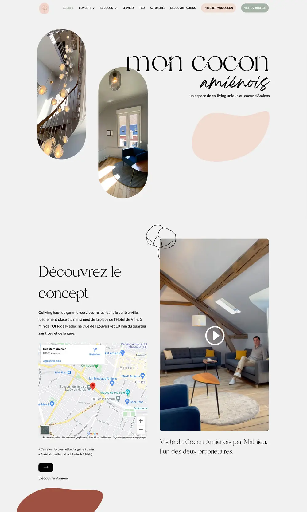 Webdesign du site de coliving Mon Cocon Amiénois réalisé par l'agence Hermits