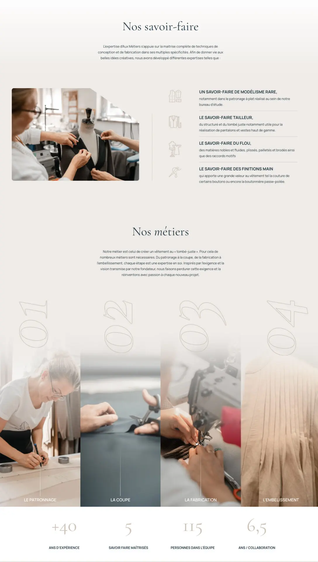 Aux-M_tiers-_-atelier-de-travail-_-fa_on-au-service-des-beaux-produits Page savoir-faire du site Aux Métiers, atelier de confection haut de gamme