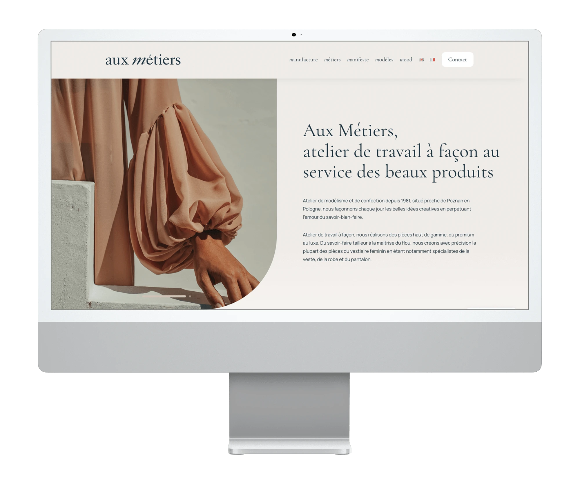 Imac-2 Création de site internet à Paris : site WordPress sur mesure conçu par l'agence Hermits, affiché sur un écran d'ordinateur